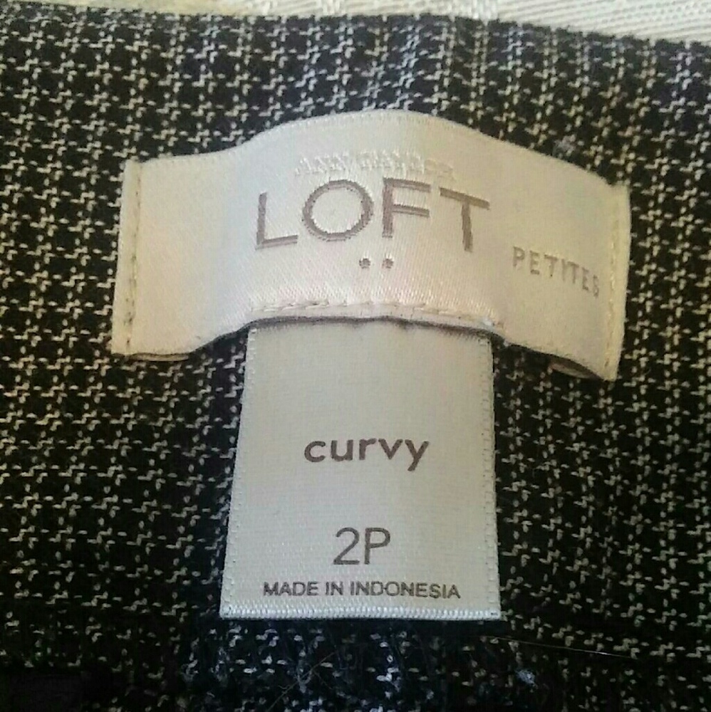 Loft Curvy 2P Pants black checked